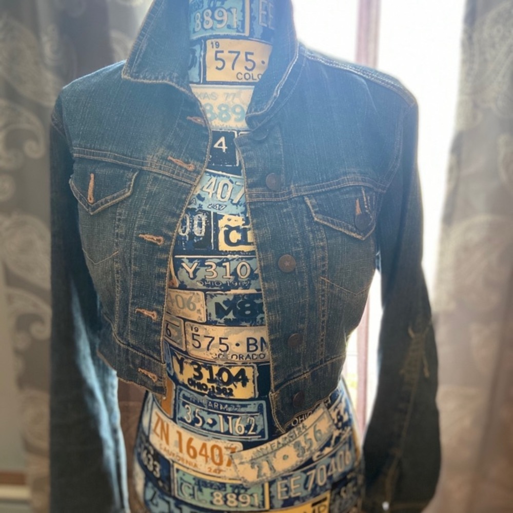 Cropped Jean Lightly Distressed Jean Jacket